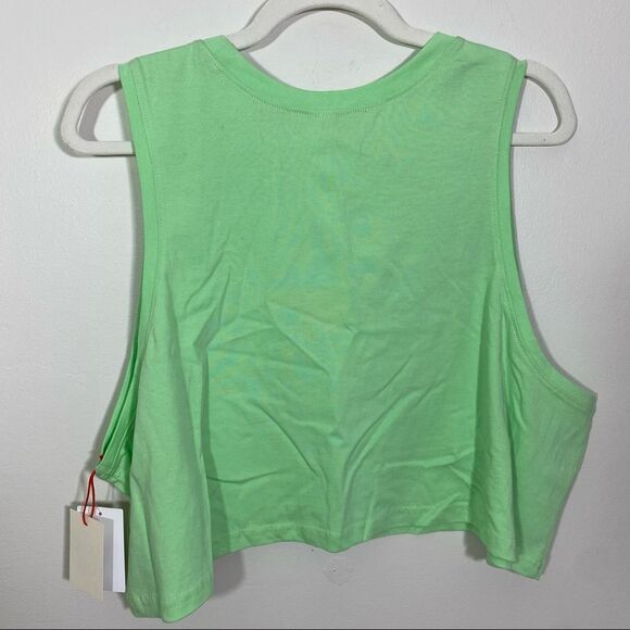 COPY - OPEN EDIT Green Cotton Sleeveless Crop Top - Size 1X - Picture 2 of 6